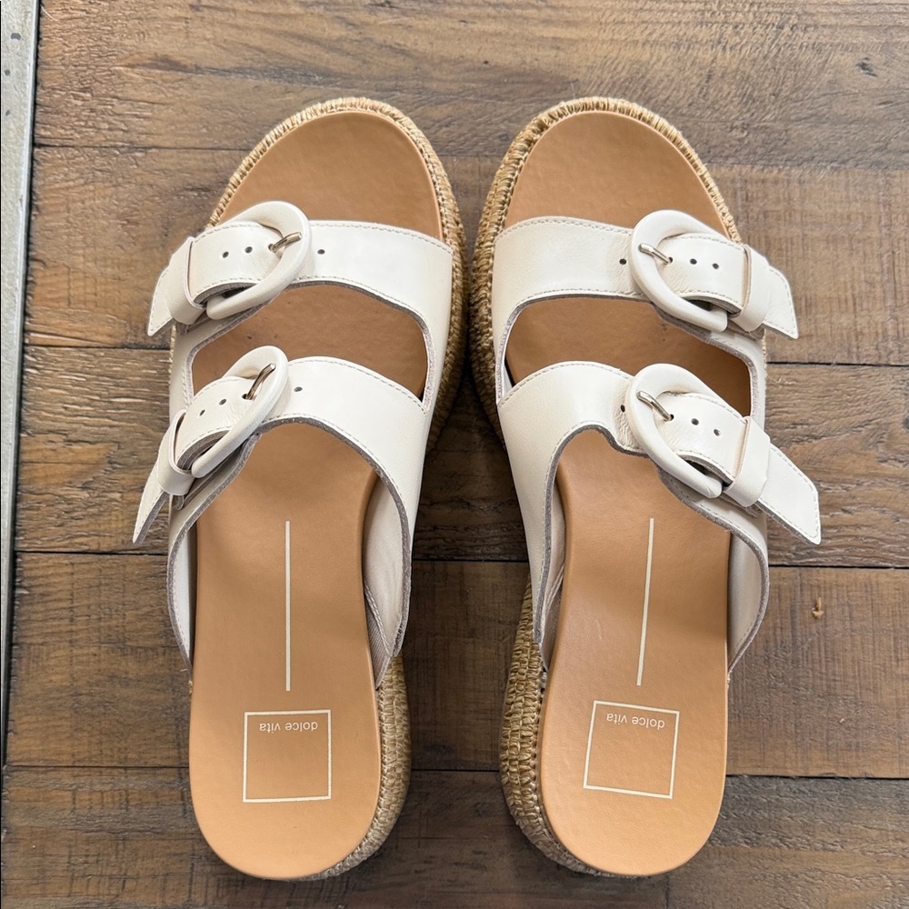Dolce Vita Cream Double-Buckle Sandals